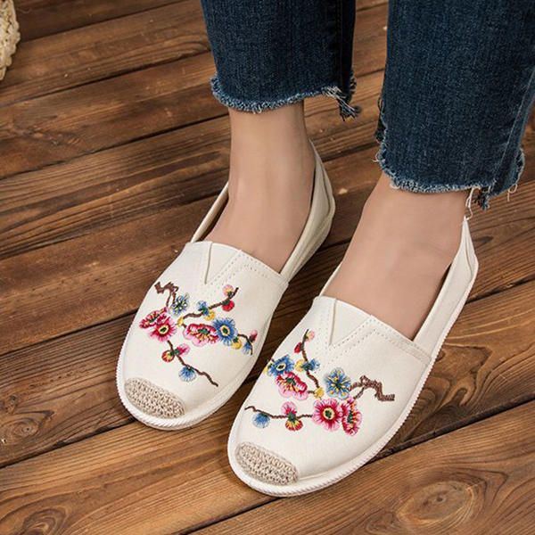 Flache Loafer Mit Stickerei Und Weicher Sohle Für Damen