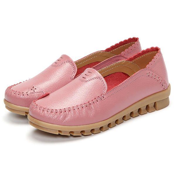 Flache Loafer Zum Hineinschlüpfen In Reiner Farbe Mit Weicher Gummisohle Und Runder Zehenpartie Für Damen