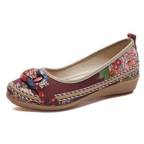 Flache Loafer Zum Hineinschlüpfen Mit Blumenstickerei Für Damen