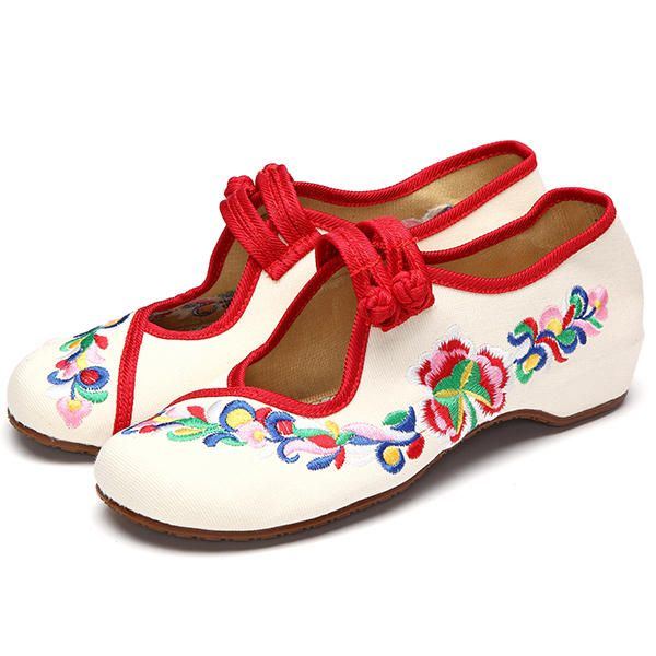 Flache Retro Slipper Mit Blumenstickerei Für Damen