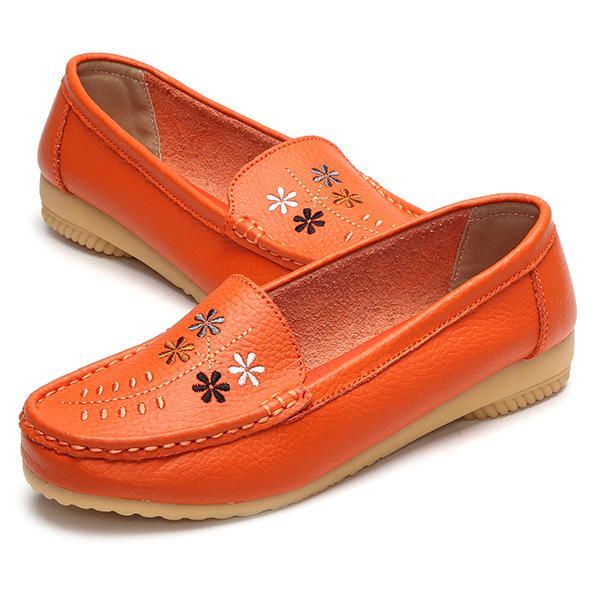 Flache Schuhe Mit Blumenstickerei Für Damen