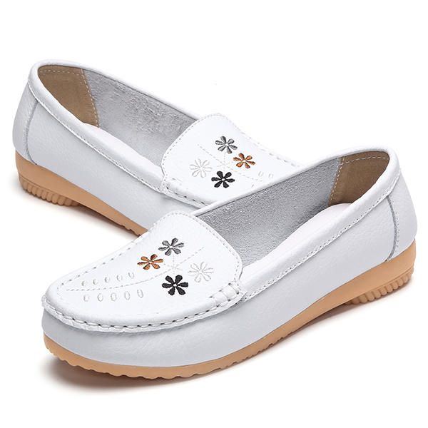 Flache Schuhe Mit Blumenstickerei Für Damen