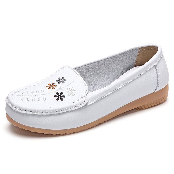 Flache Schuhe Mit Blumenstickerei Für Damen