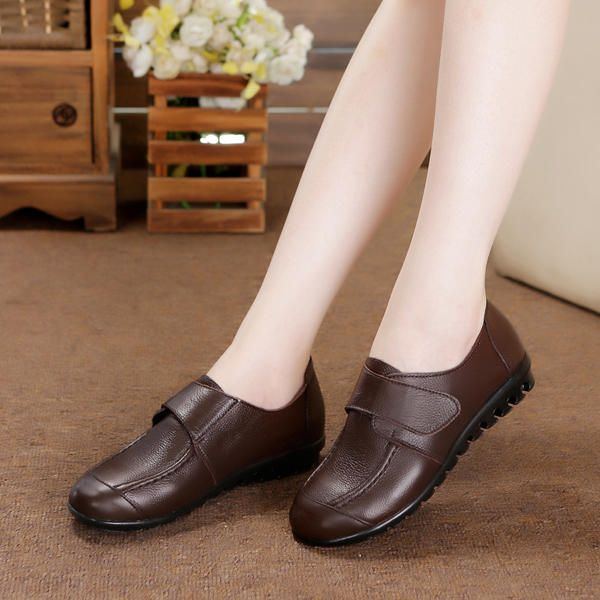 Flache Schuhe Zum Hineinschlüpfen Aus Weichem Leder Für Damen Magic Stick Reine Farbe Bequeme Flache Loafer