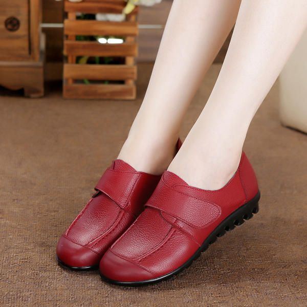 Flache Schuhe Zum Hineinschlüpfen Aus Weichem Leder Für Damen Magic Stick Reine Farbe Bequeme Flache Loafer