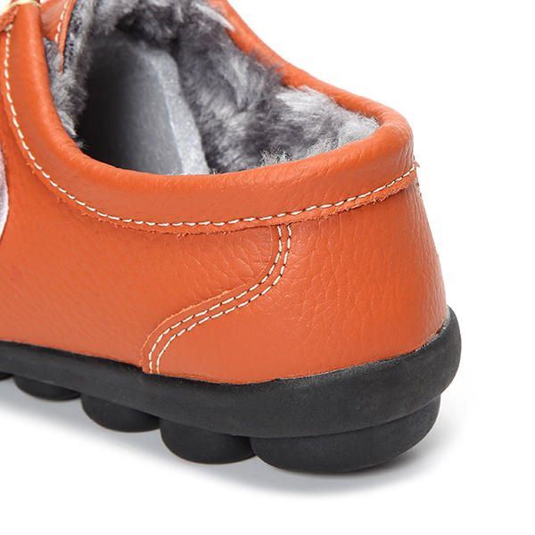 Flache Winterschuhe Mit Klettverschluss Und Kunstpelzfutter Für Damen