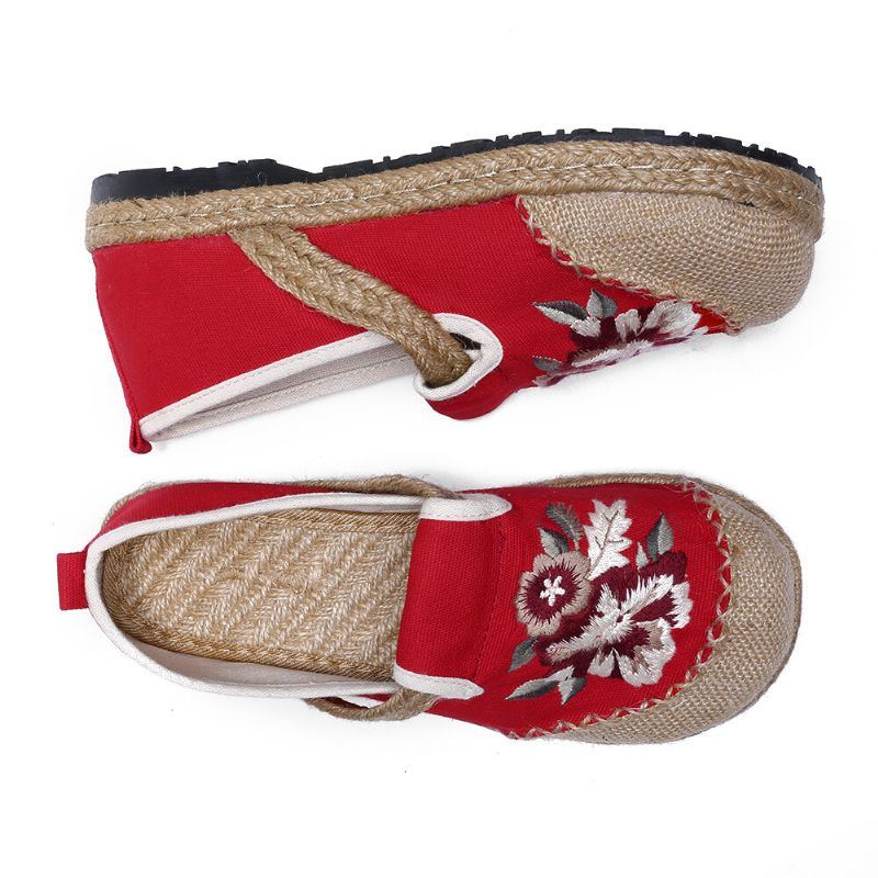 Damen Alte Peking Blumen Stickerei Lässige Espadrille Slipper