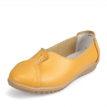 Damen Beiläufige Weiche Leder Flache Schuhe Die Slip Ons Bequeme Halbschuhe Fahren