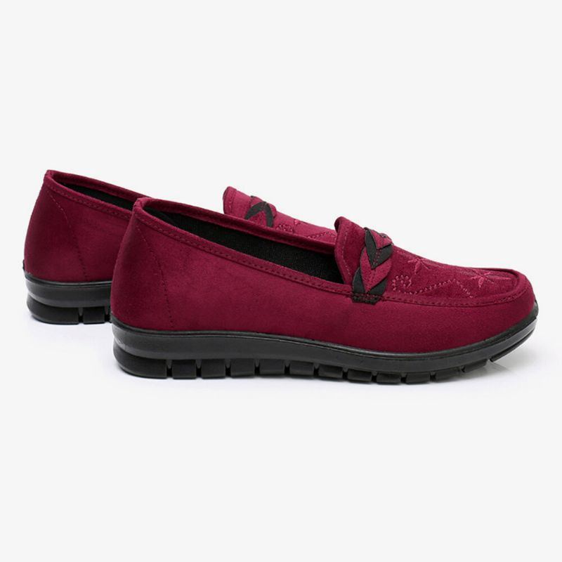 Damen Blumen Stickerei Flache Tragbare Slip On Müßiggänger