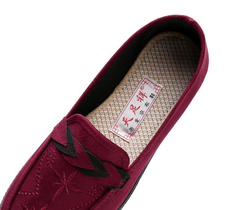 Damen Blumen Stickerei Flache Tragbare Slip On Müßiggänger