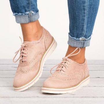 Damen Plus Size Brogue Lace Up Soft Lace Up Lässige Oxford Loafer