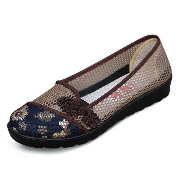 Damen Sommer Freizeit Schicke Schuhe Atmungsaktive Slip On Mesh Schweißabsorption Flats Schuhe