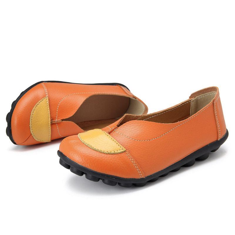 Damen V Förmige Nähte Leder Lässig Flache Loafer Schuhe