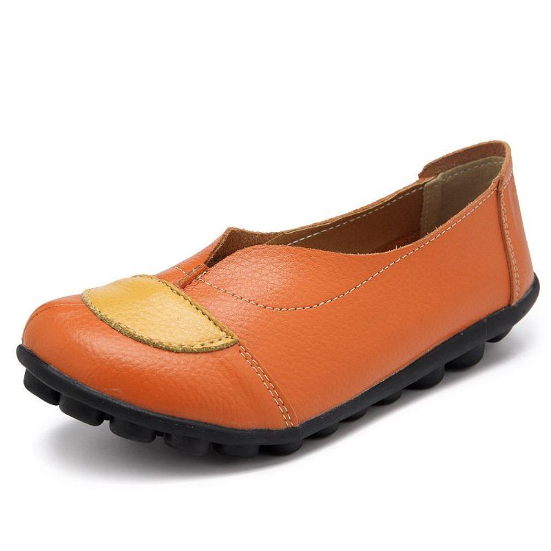 Damen V Förmige Nähte Leder Lässig Flache Loafer Schuhe