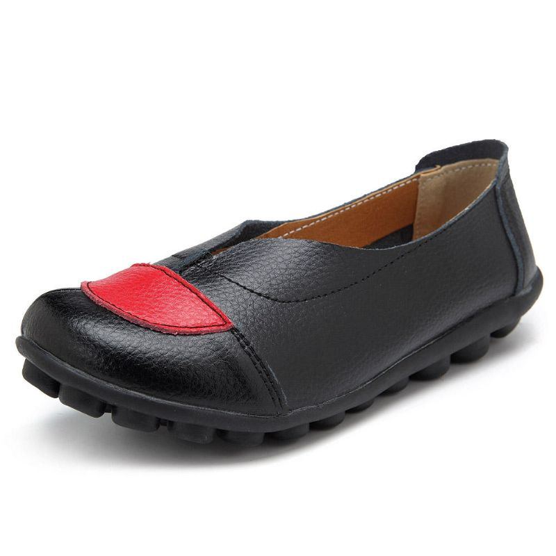 Damen V Förmige Nähte Leder Lässig Flache Loafer Schuhe