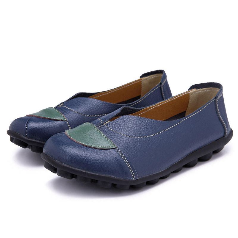 Damen V Förmige Nähte Leder Lässig Flache Loafer Schuhe