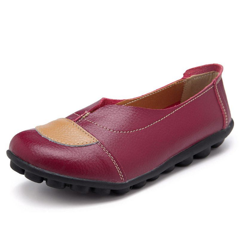 Damen V Förmige Nähte Leder Lässig Flache Loafer Schuhe