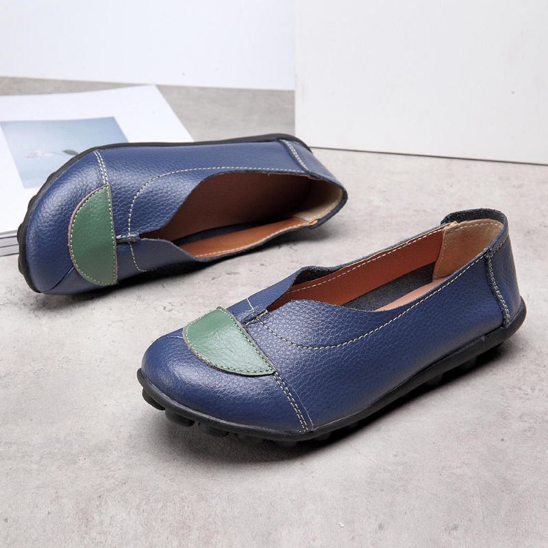 Damen V Förmige Nähte Leder Lässig Flache Loafer Schuhe