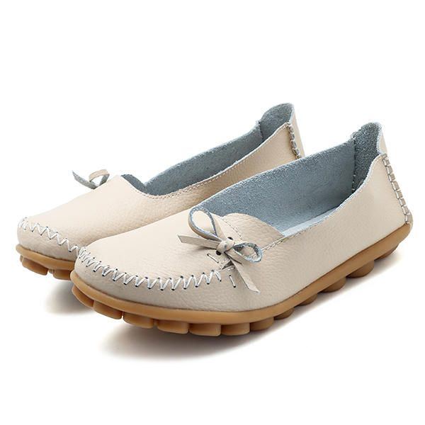 Größere Damen Freizeitschuhe Bequeme Flache Loafer Aus Leder