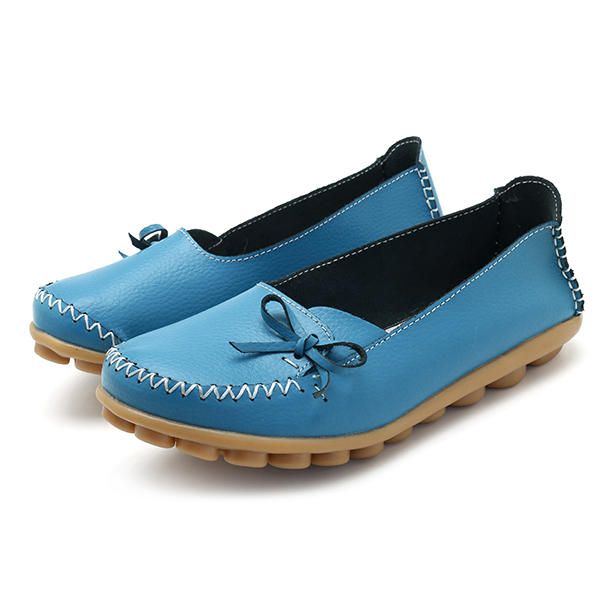 Größere Damen Freizeitschuhe Bequeme Flache Loafer Aus Leder