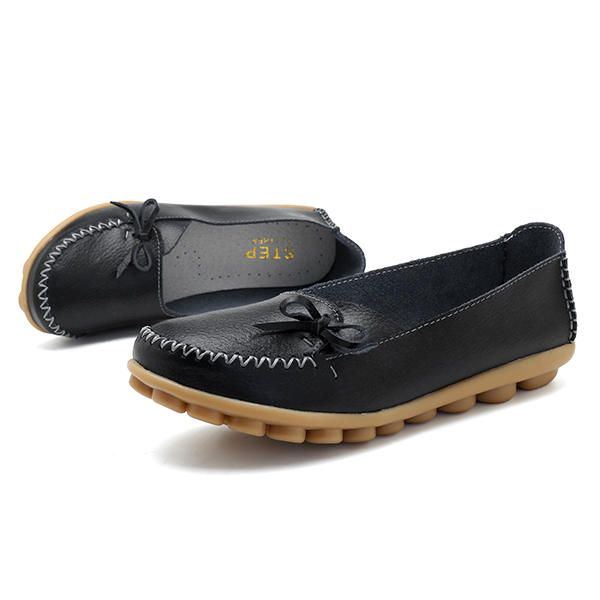 Größere Damen Freizeitschuhe Bequeme Flache Loafer Aus Leder