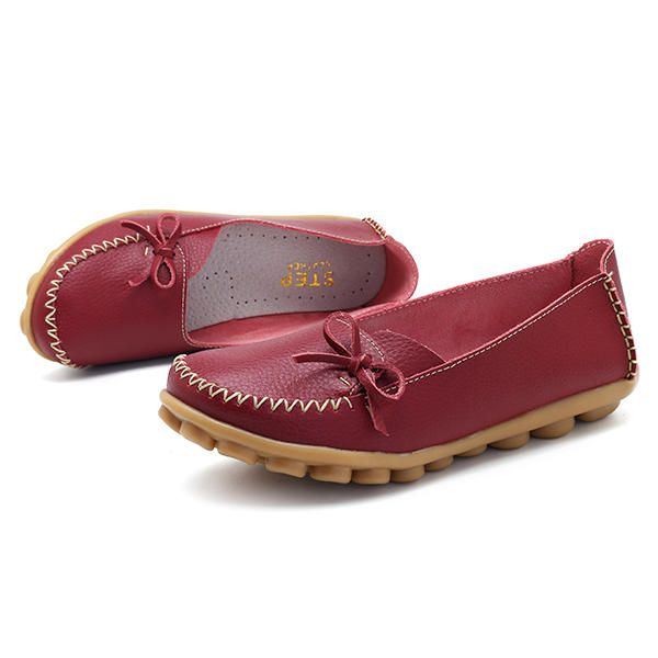 Größere Damen Freizeitschuhe Bequeme Flache Loafer Aus Leder