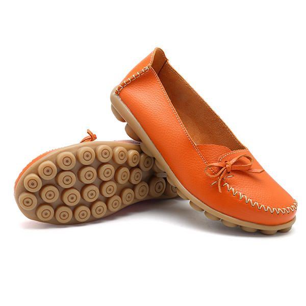 Größere Damen Freizeitschuhe Bequeme Flache Loafer Aus Leder