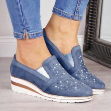 Große Damen Casual Hohlschuhe Mit Spitzen Zehen Und Keilabsatz