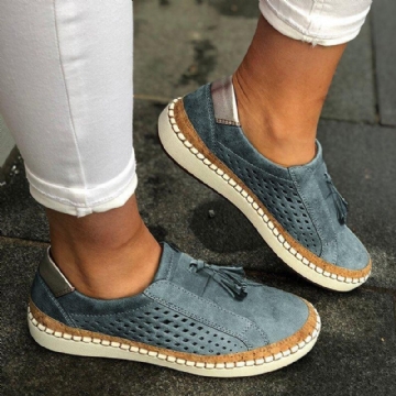 Große Damen Casual Loafer Mit Ausgehöhlten Fransen