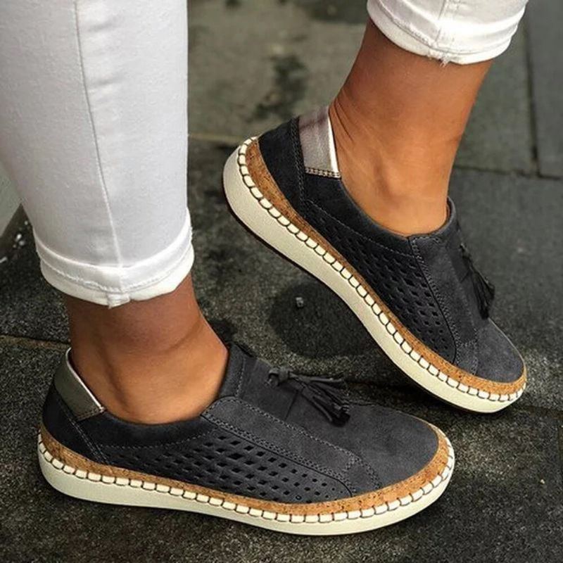 Große Damen Casual Loafer Mit Ausgehöhlten Fransen