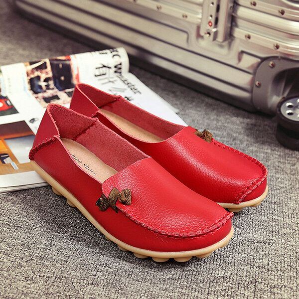 Große Flache Mehrweg Loafer Aus Weichem Leder Für Damen