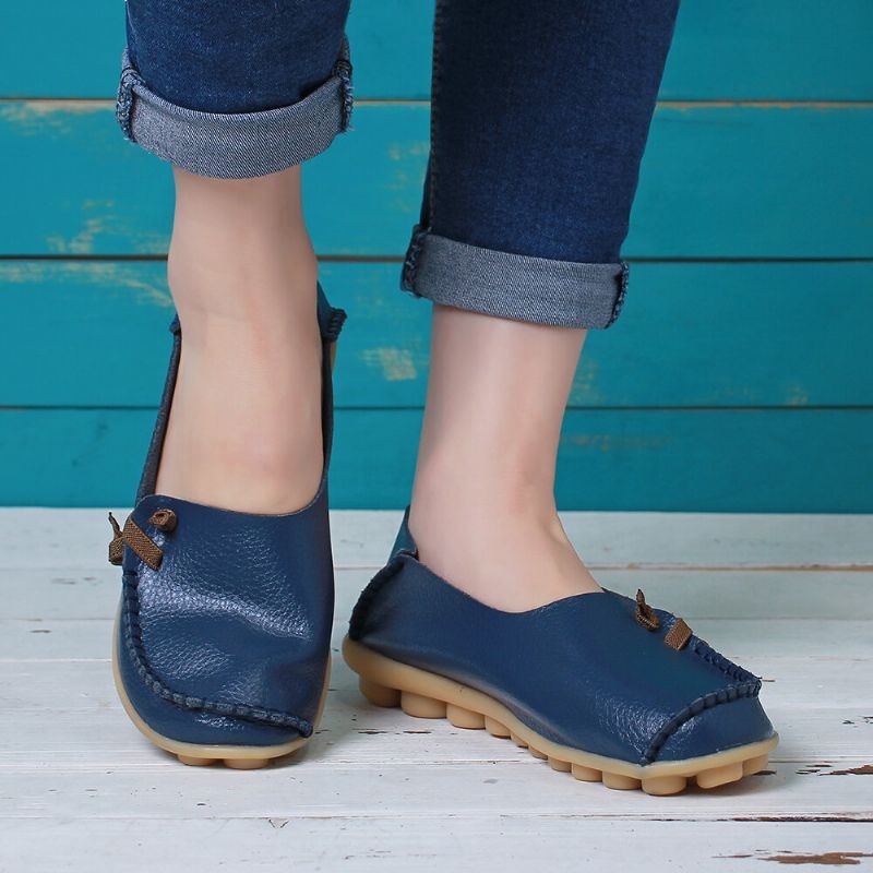 Große Flache Mehrweg Loafer Aus Weichem Leder Für Damen