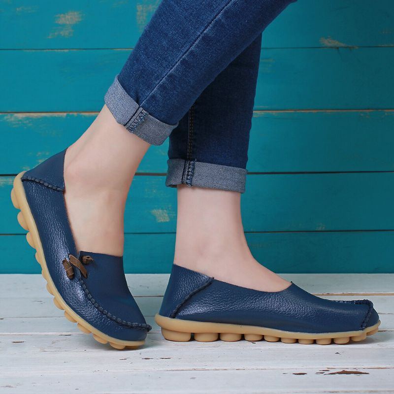 Große Flache Mehrweg Loafer Aus Weichem Leder Für Damen