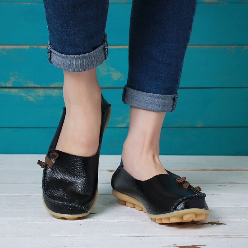 Große Flache Mehrweg Loafer Aus Weichem Leder Für Damen