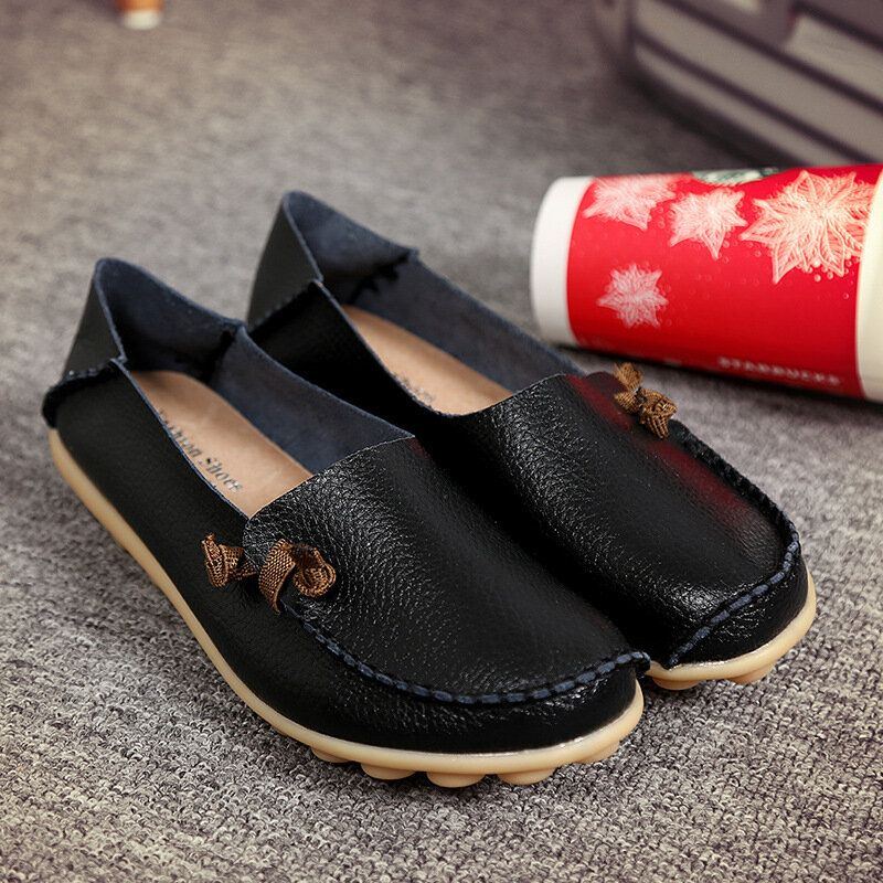 Große Flache Mehrweg Loafer Aus Weichem Leder Für Damen