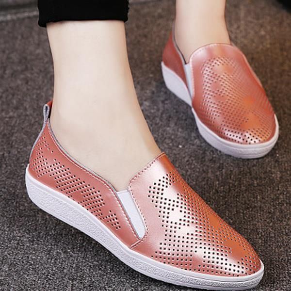 Lässige Atmungsaktive Loafer Für Damen Aushöhlen Flache Schuhe Mit Weicher Sohle