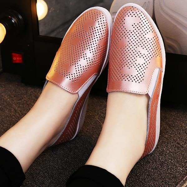 Lässige Atmungsaktive Loafer Für Damen Aushöhlen Flache Schuhe Mit Weicher Sohle