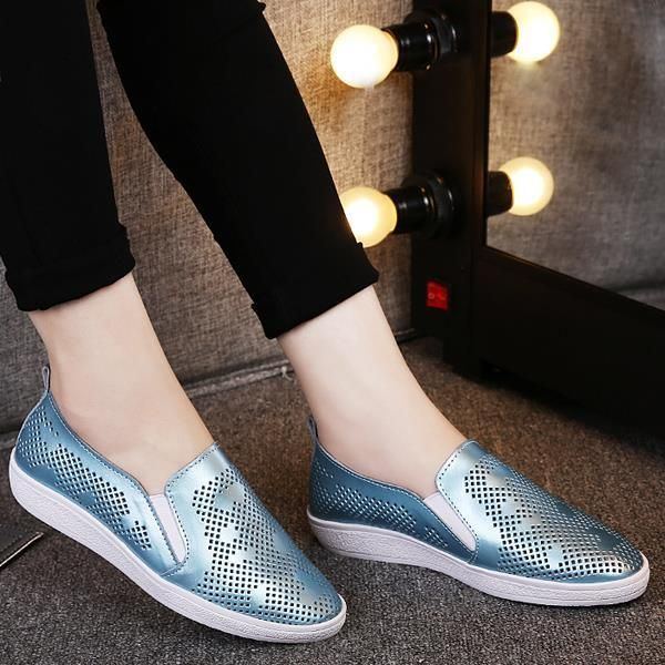 Lässige Atmungsaktive Loafer Für Damen Aushöhlen Flache Schuhe Mit Weicher Sohle