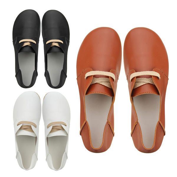 Lässige Runde Zehenschnürschuhe Für Damen Lässige Flache Loafer