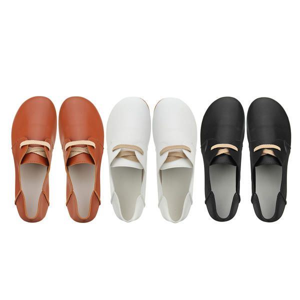 Lässige Runde Zehenschnürschuhe Für Damen Lässige Flache Loafer