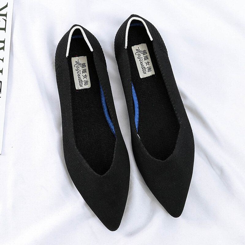 Lässige Spitze Strick Vamp Slipper Mit Weicher Sohle Für Damen