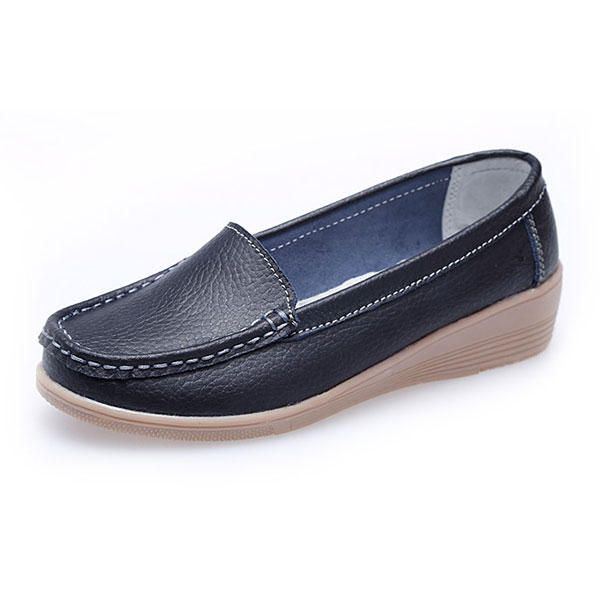 Neue Damen Arbeiten Beiläufige Atmungsaktive Bequeme Slip On Keilabsatz Flache Schuhe Um