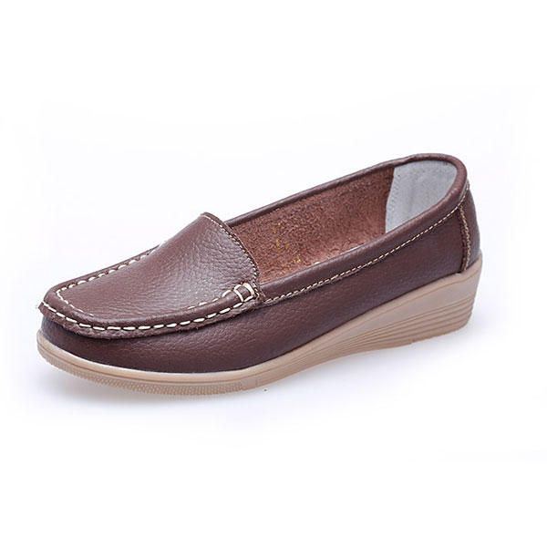 Neue Damen Arbeiten Beiläufige Atmungsaktive Bequeme Slip On Keilabsatz Flache Schuhe Um