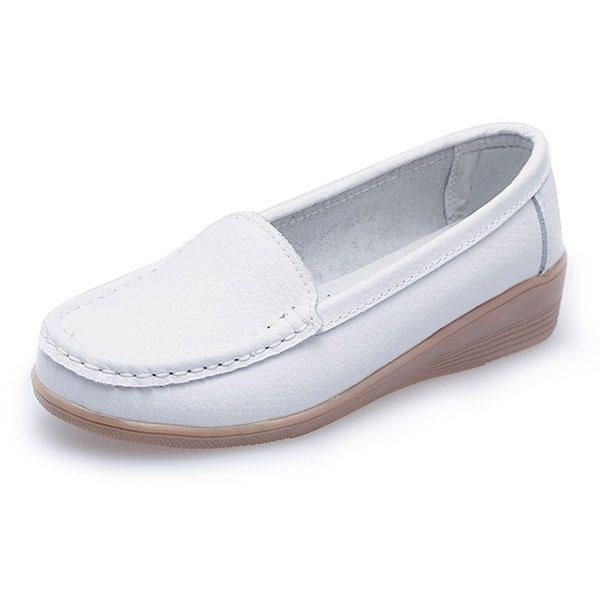 Neue Damen Arbeiten Beiläufige Atmungsaktive Bequeme Slip On Keilabsatz Flache Schuhe Um