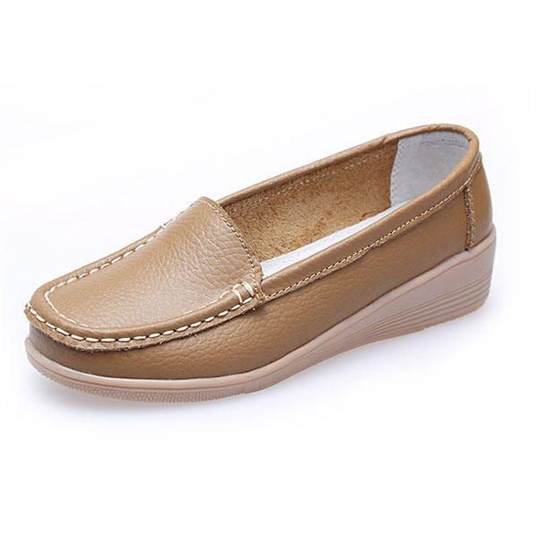 Neue Damen Arbeiten Beiläufige Atmungsaktive Bequeme Slip On Keilabsatz Flache Schuhe Um