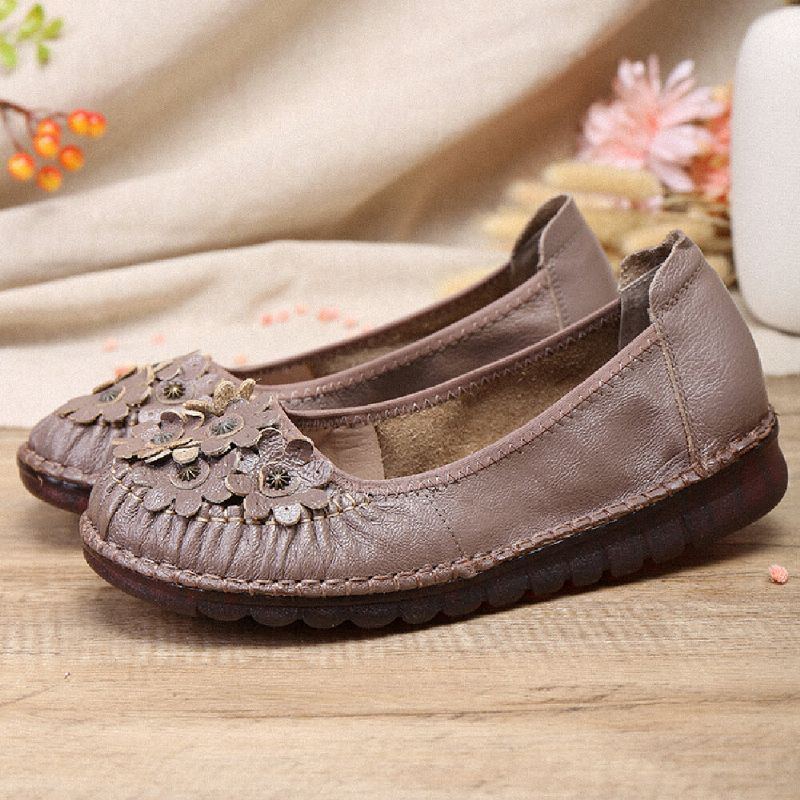 Retro Blumen Dekor Für Damen Bequem Rutschfeste Weiche Sohle Lässige Flache Schuhe Zum Hineinschlüpfen