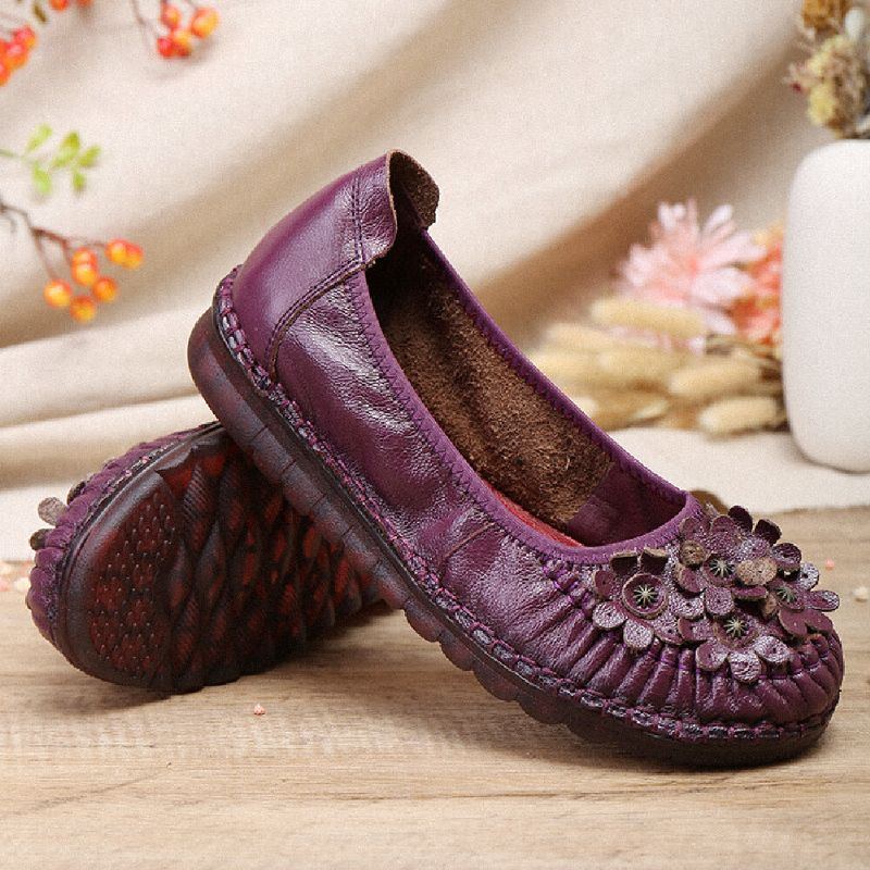 Retro Blumen Dekor Für Damen Bequem Rutschfeste Weiche Sohle Lässige Flache Schuhe Zum Hineinschlüpfen