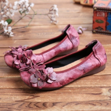 Retro Blumen Dekor Für Damen Mit Batikmuster Weicher Sohle Bequemen Weichen Flachen Schuhen Zum Hineinschlüpfen