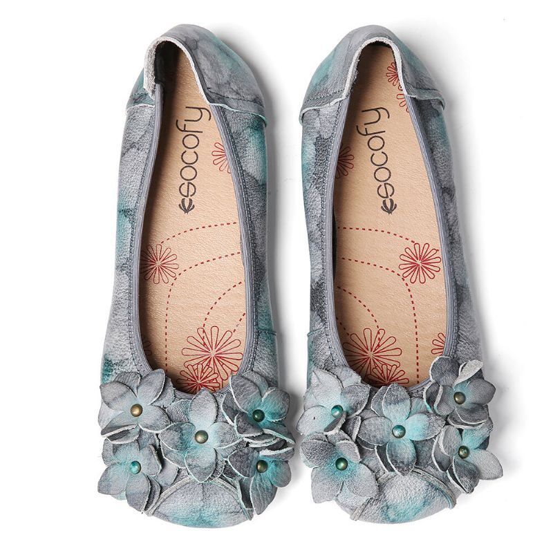 Retro Blumen Dekor Für Damen Mit Batikmuster Weicher Sohle Bequemen Weichen Flachen Schuhen Zum Hineinschlüpfen