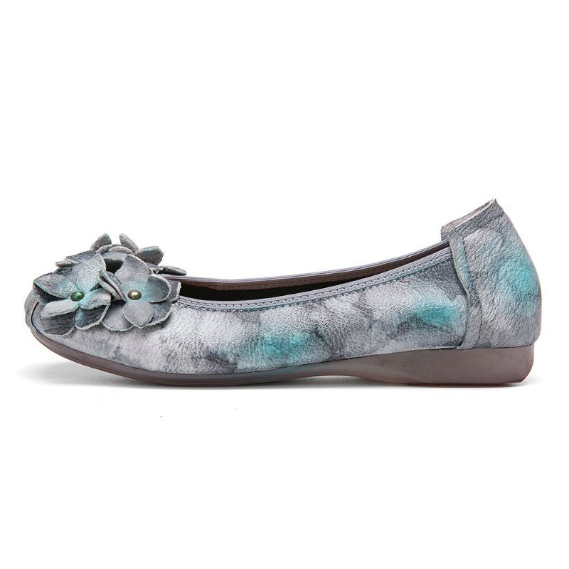 Retro Blumen Dekor Für Damen Mit Batikmuster Weicher Sohle Bequemen Weichen Flachen Schuhen Zum Hineinschlüpfen